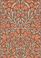 Rust Orange Tulip Vine Pattern wallpaper