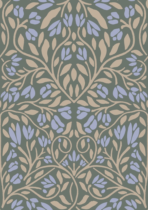 Sage Lilac Tulip Vine Pattern