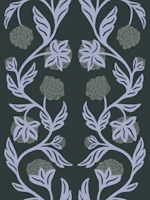 Dark Lavender Vine Pompom Stripe Mural behang