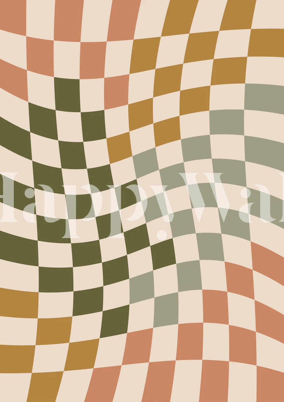 Wavy Checkerboard Earth Tones tapete