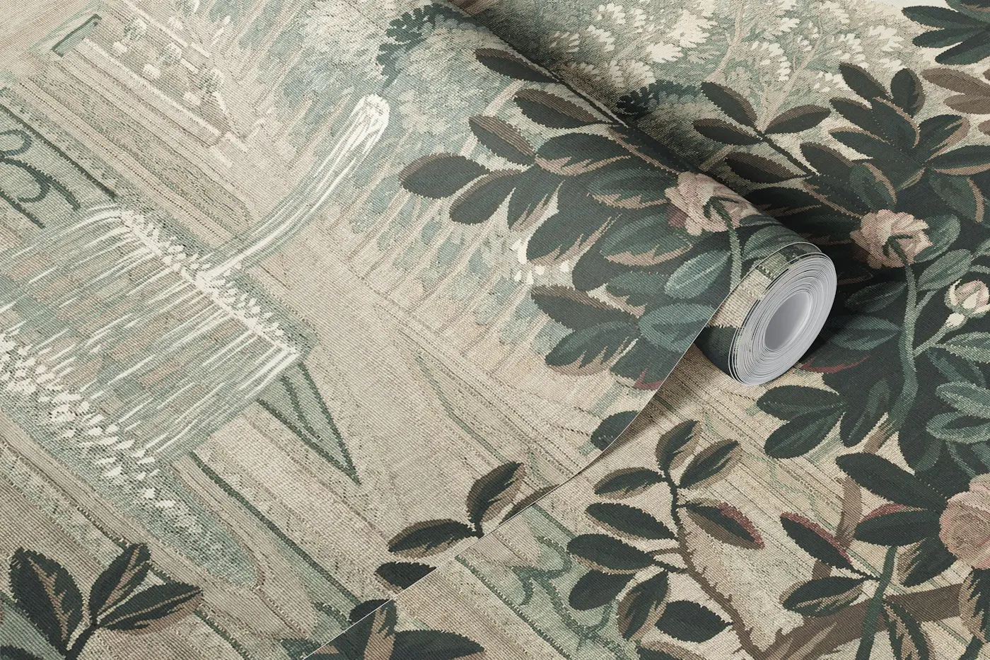 Antique Garden Tapestry - Moss and Parchment wallpaper roll