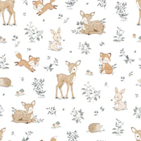 Soft Woodland - white wallpaper