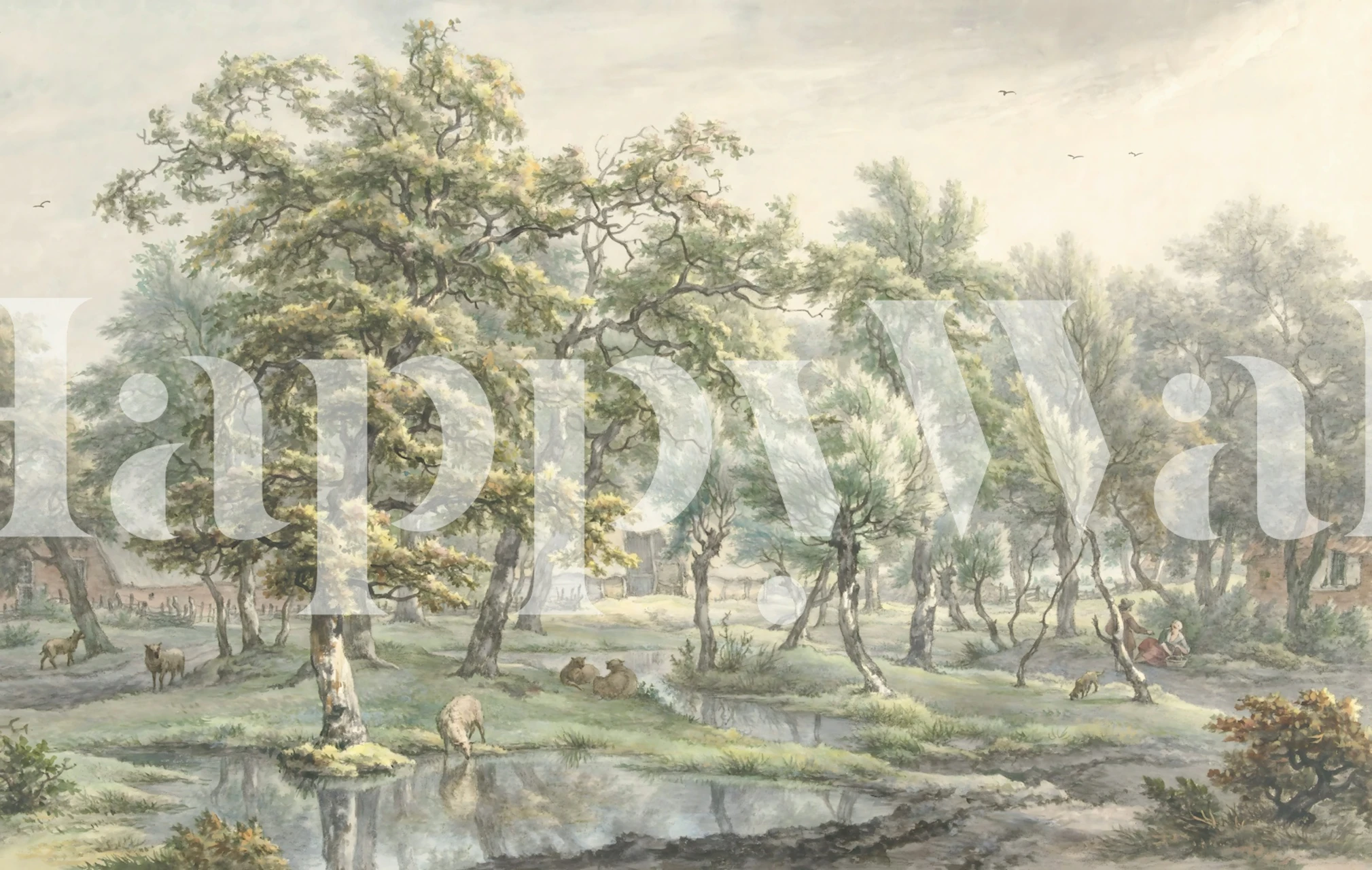 18th Century Forest Hamlet - Soft Cool tapetas kambaryje