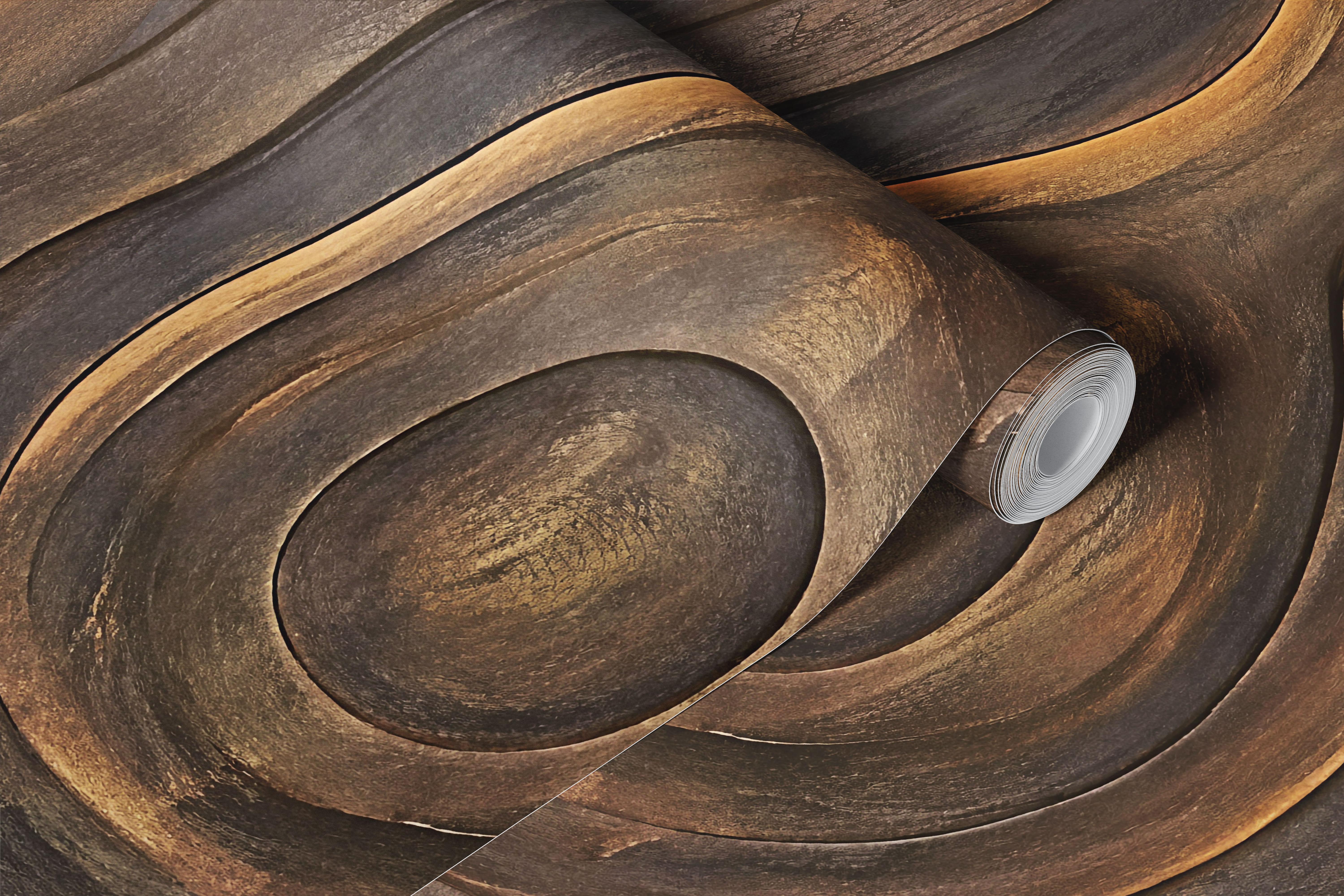Brown sculpted wood grain wallpaper in a room