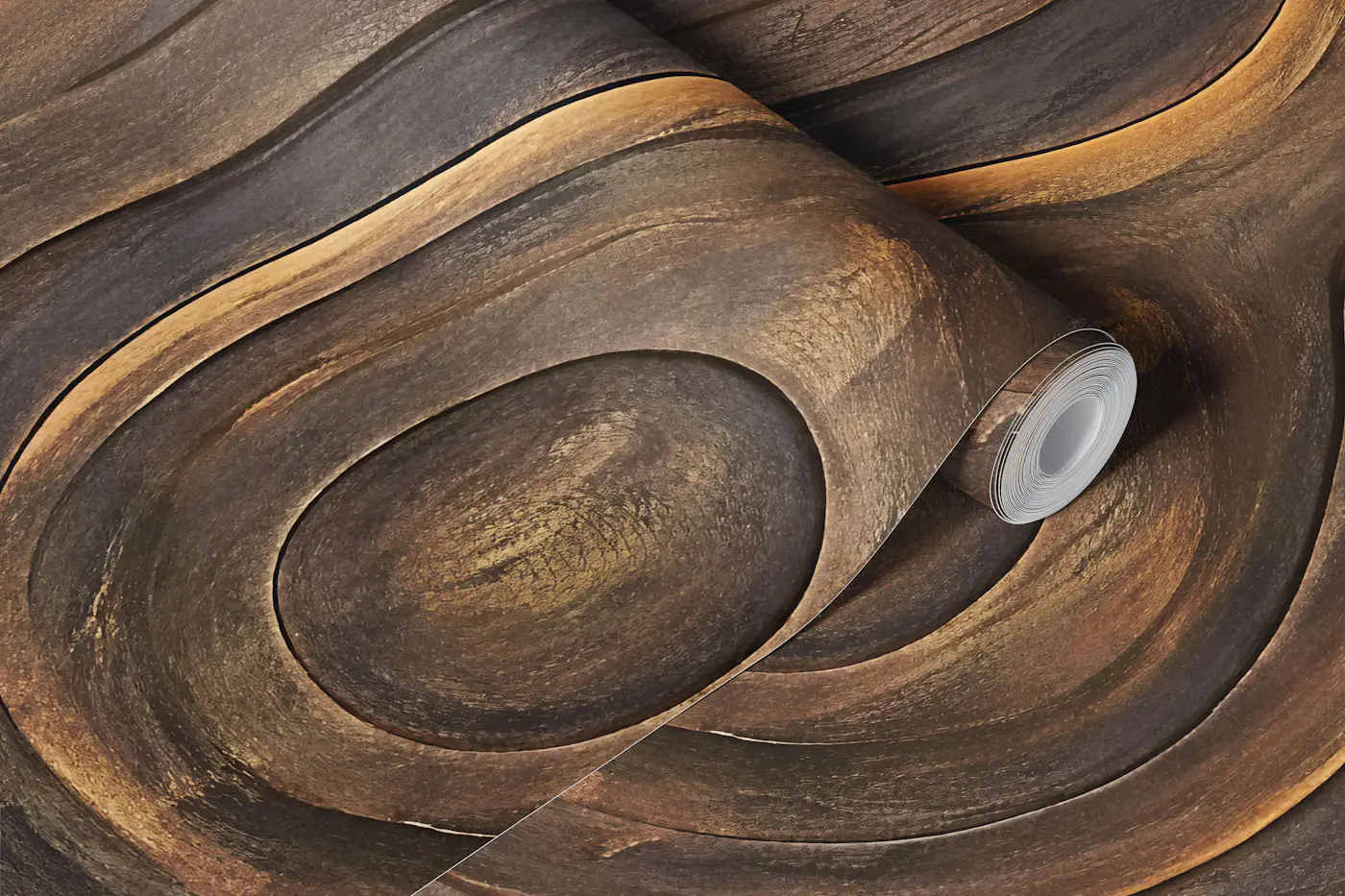 Sculpted Wood Grain Waves wallpaper roll