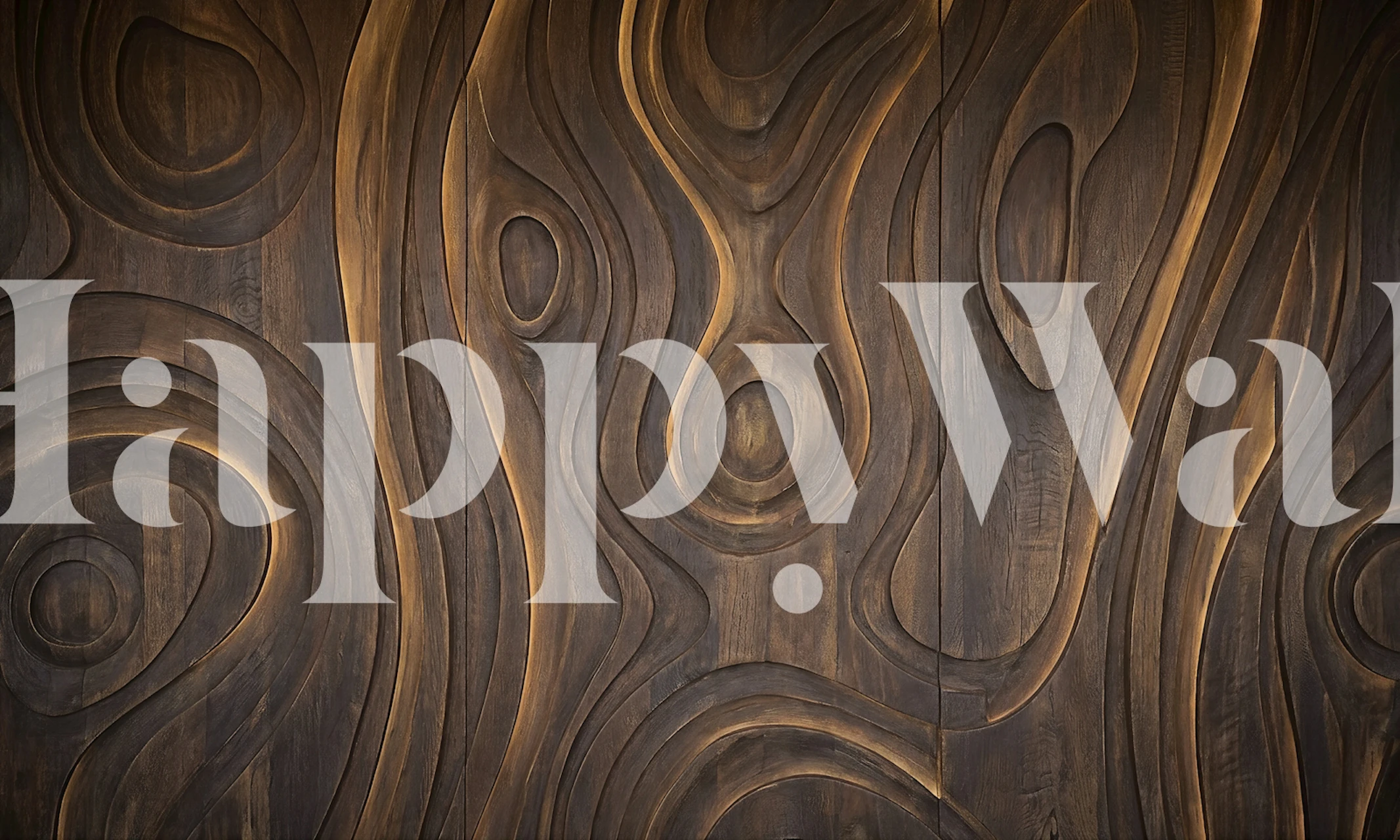 Sculpted Wood Grain Waves wallpaper in a room