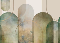 Soft Minimal Arches with Bronze Lines behang