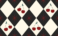 Charcoal black cherry harlequin on ivory behang