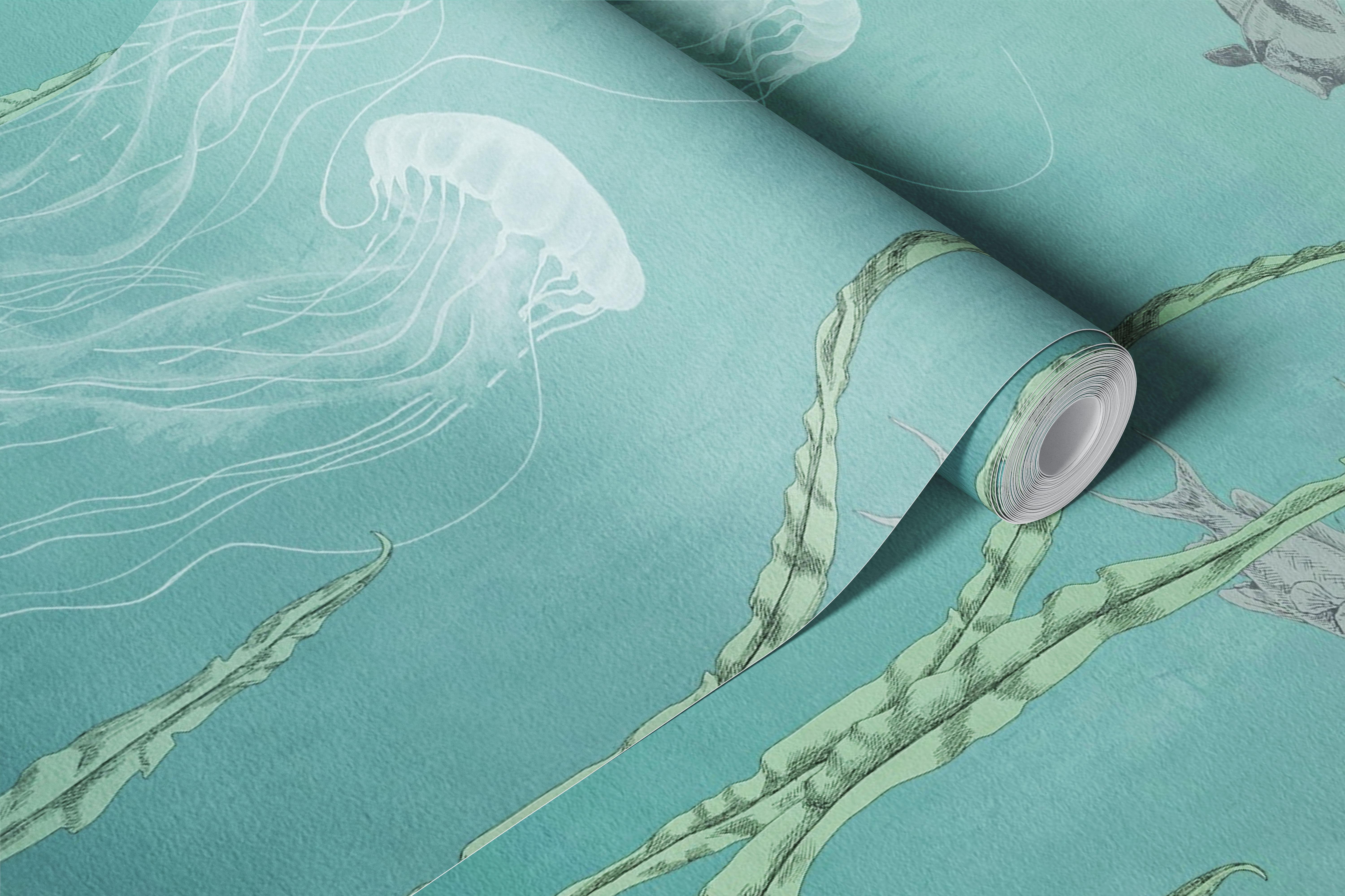 Underwater scene wallpaper with marine life