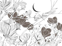 Birds on Cherry Branches Sketch tapeta