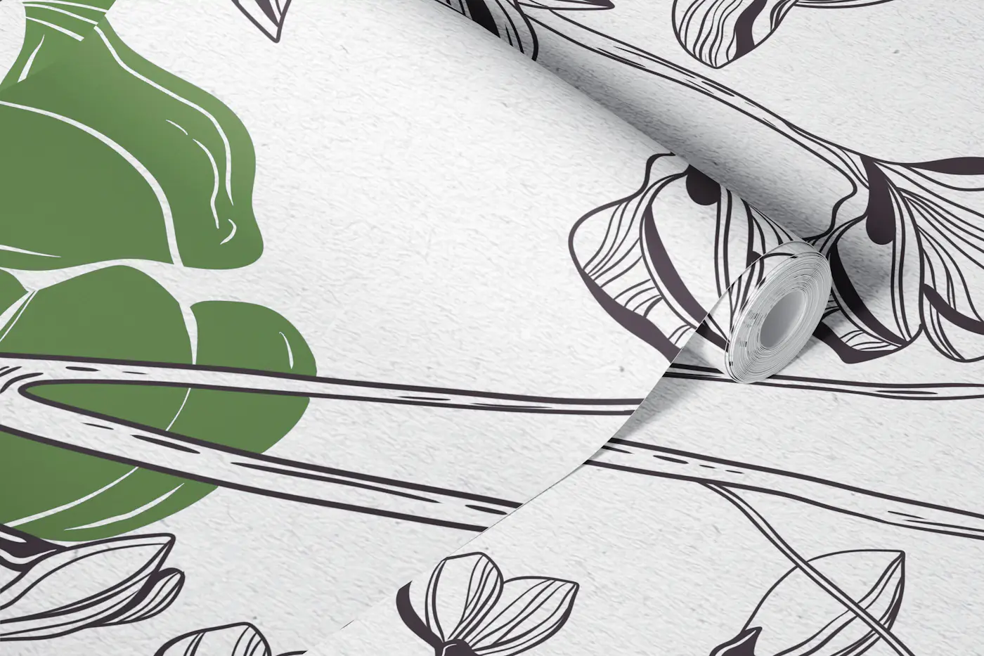 Birds on Branches Ink Florals wallpaper roll
