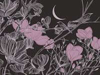 Midnight Garden Pink Blooms wallpaper