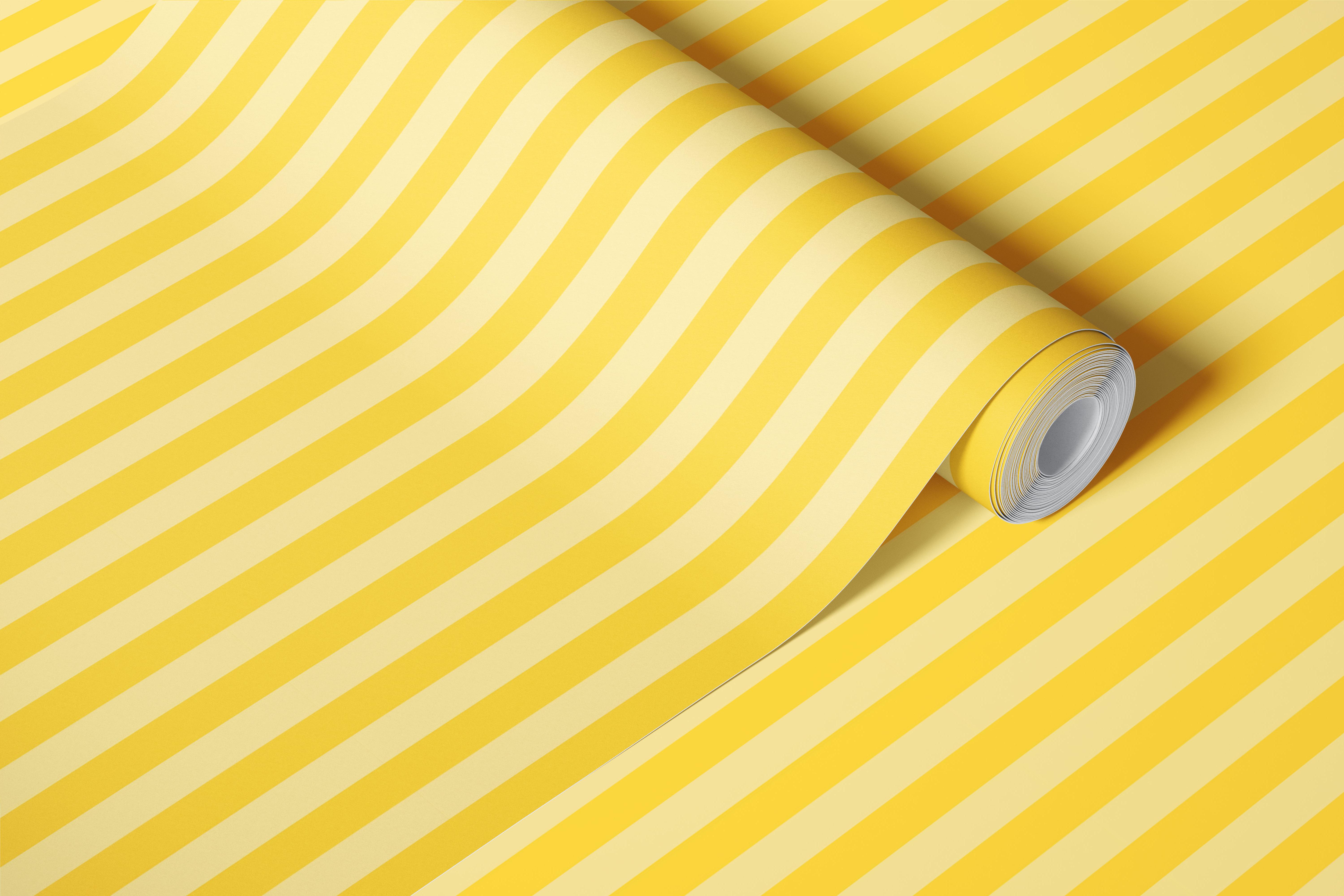 Papel pintado de rayas amarillas soleadas en una habitación