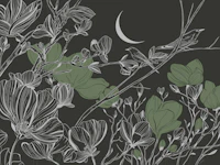 Moonlit Birds and Blossoms wallpaper