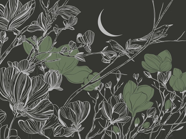 Moonlit Birds and Blossoms