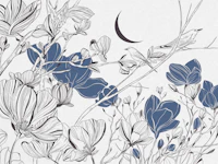 Crescent Moon Bird Branches tapeta
