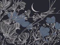 Elegant Floral Cherry Outline Night wallpaper