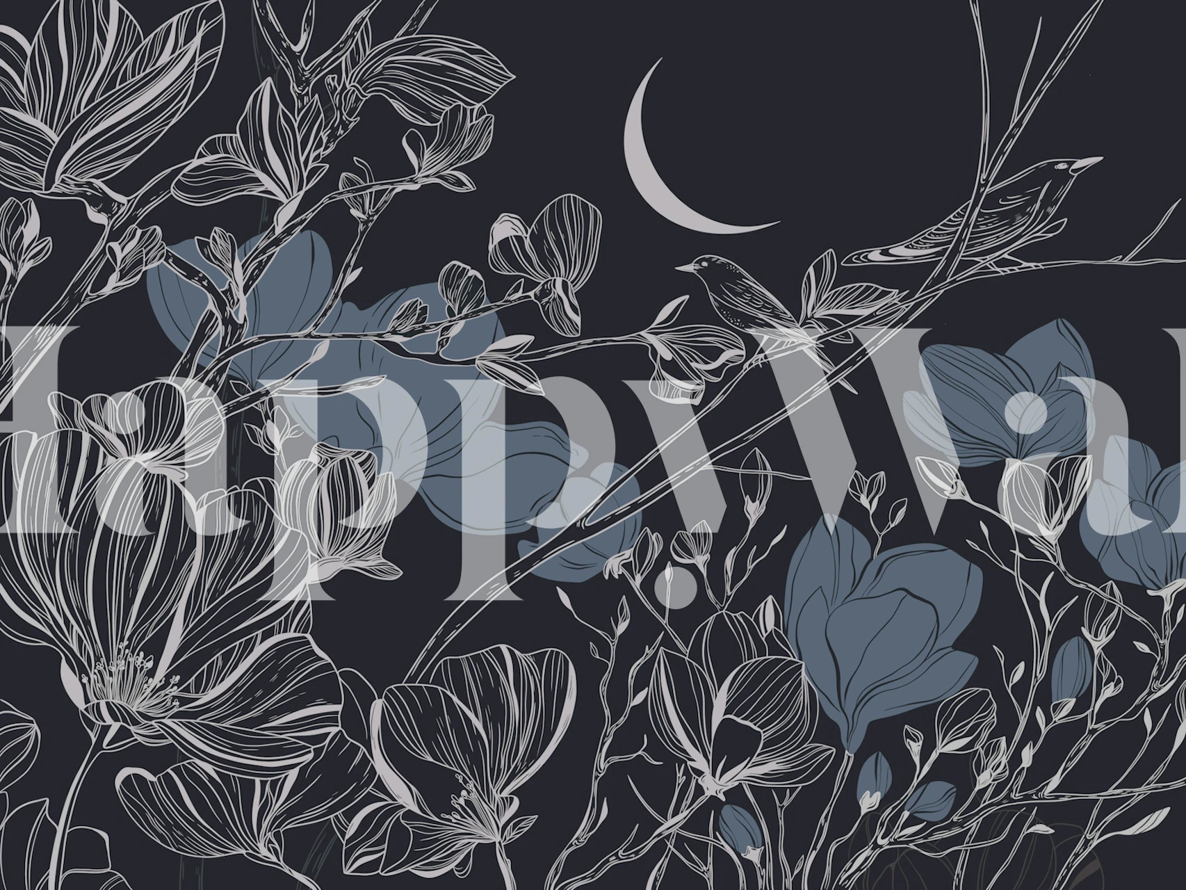 Elegant floral wallpaper design with night theme