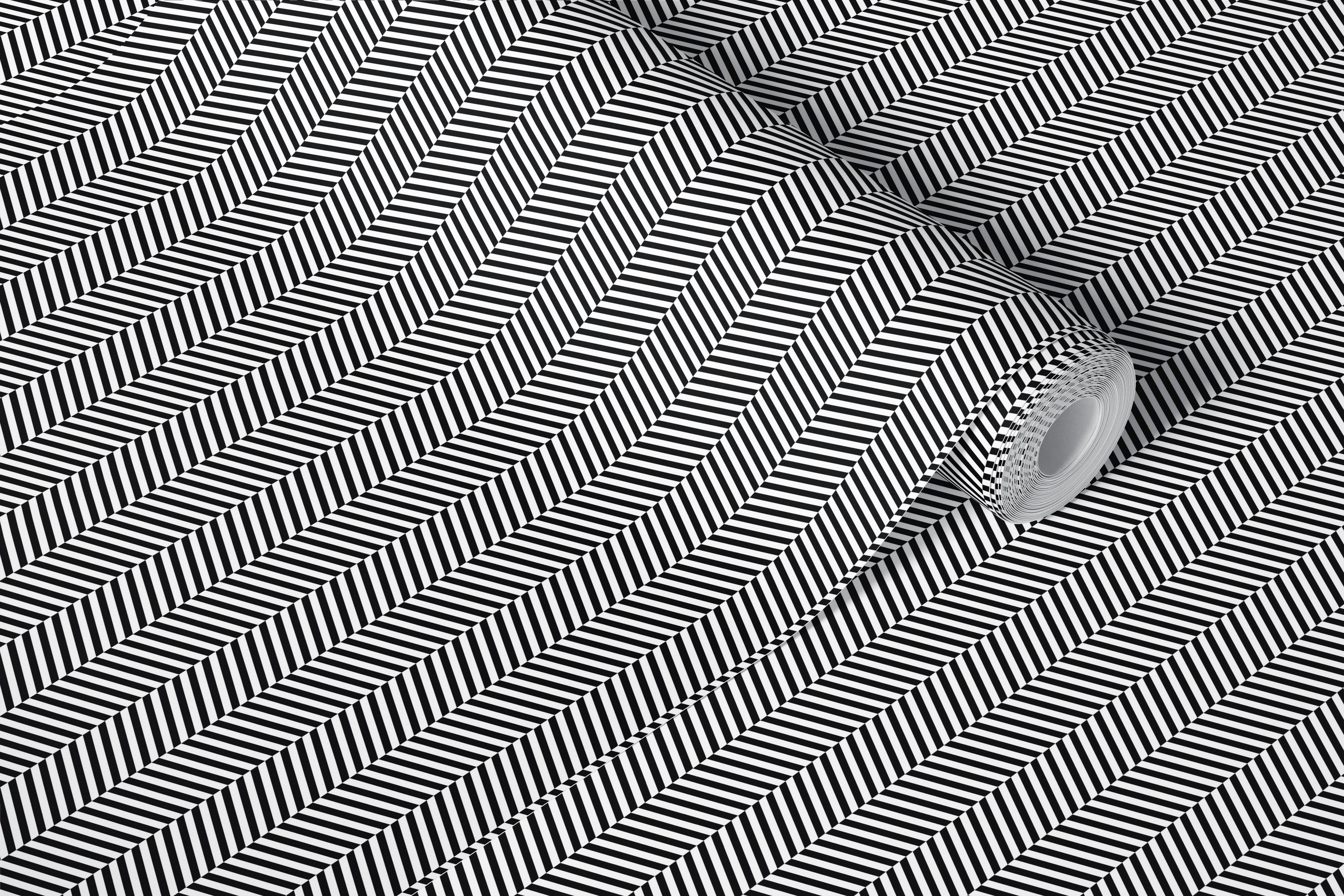 Herringbone black and white wallpaper in a room