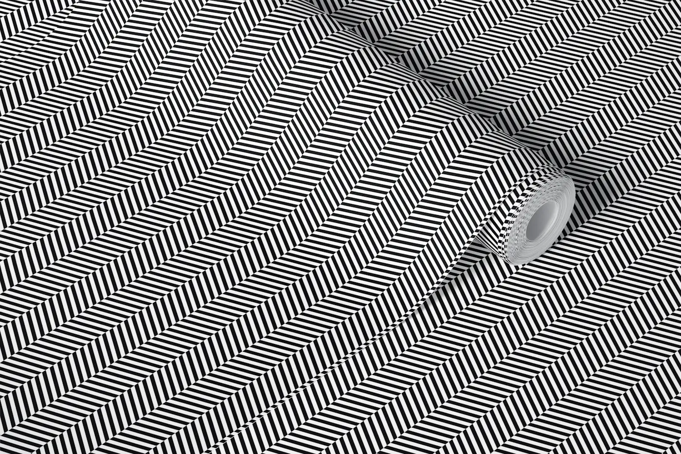 Herringbone black and white small wallpaper roll