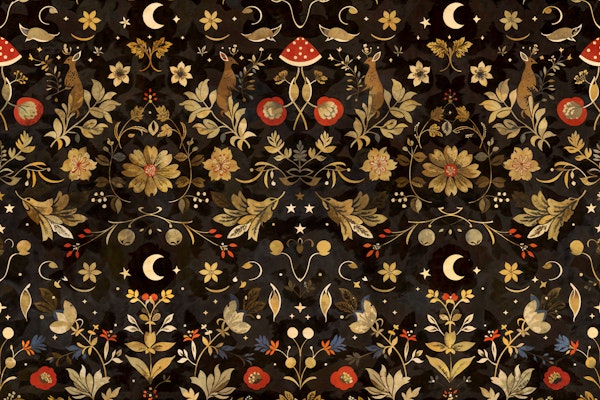 Dark Botanical Night Garden