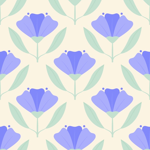 Blue Cosmos Flowers Pattern