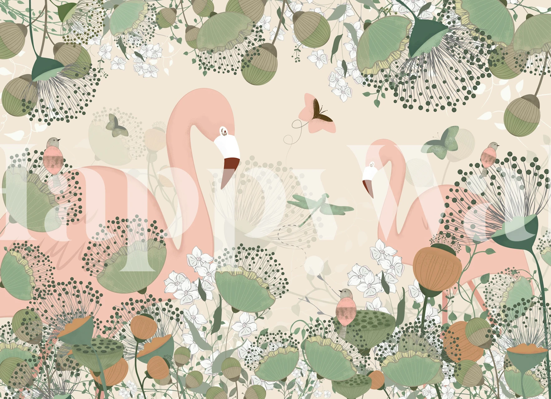Flamingo Dreamscape wallpaper in a room