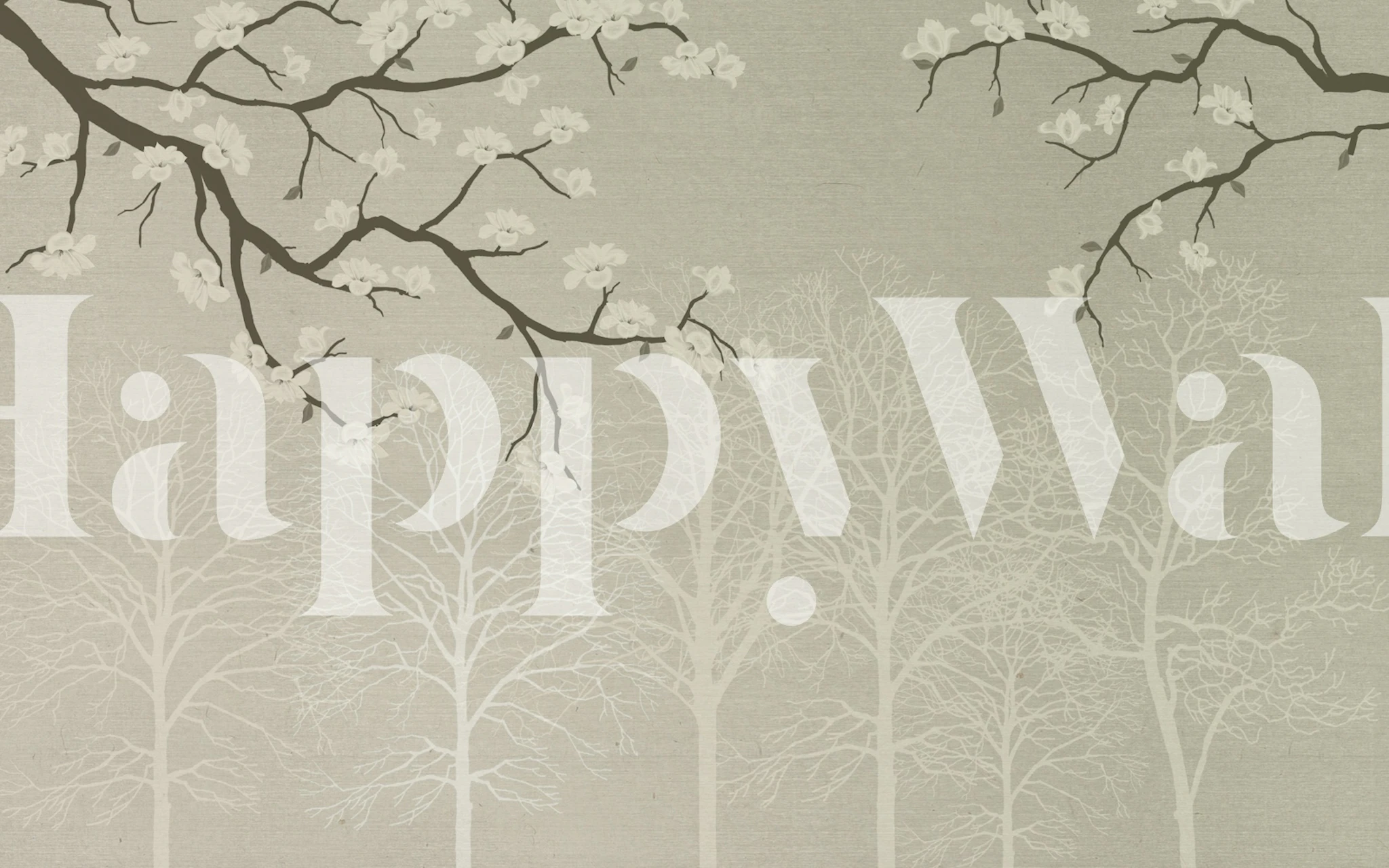 Serene Tree Silhouettes wallpaper in a room