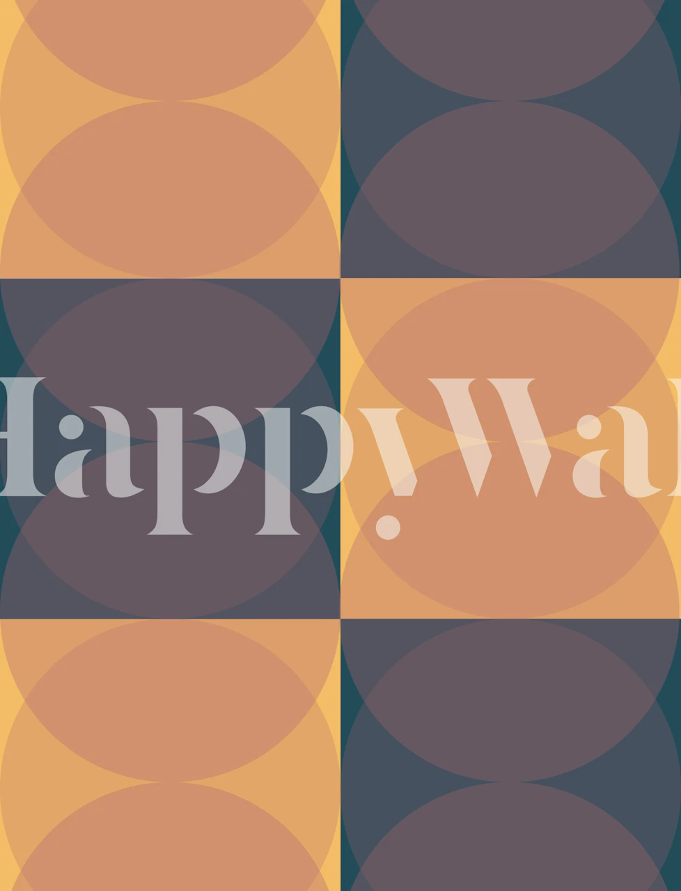Retro overlapping circles wallpaper in a room