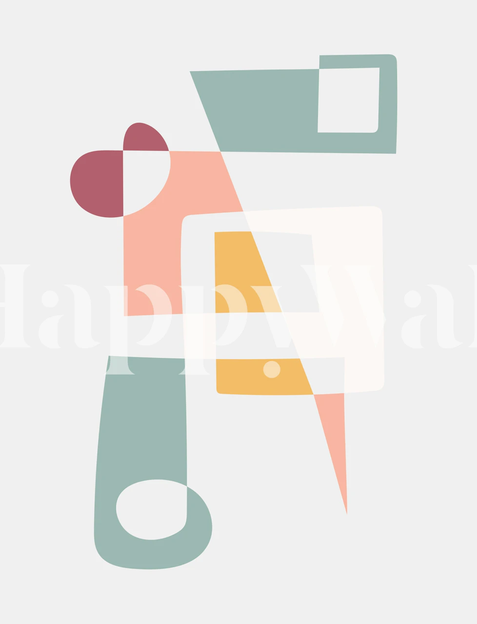 Abstract wallpaper with soft shapes in a room