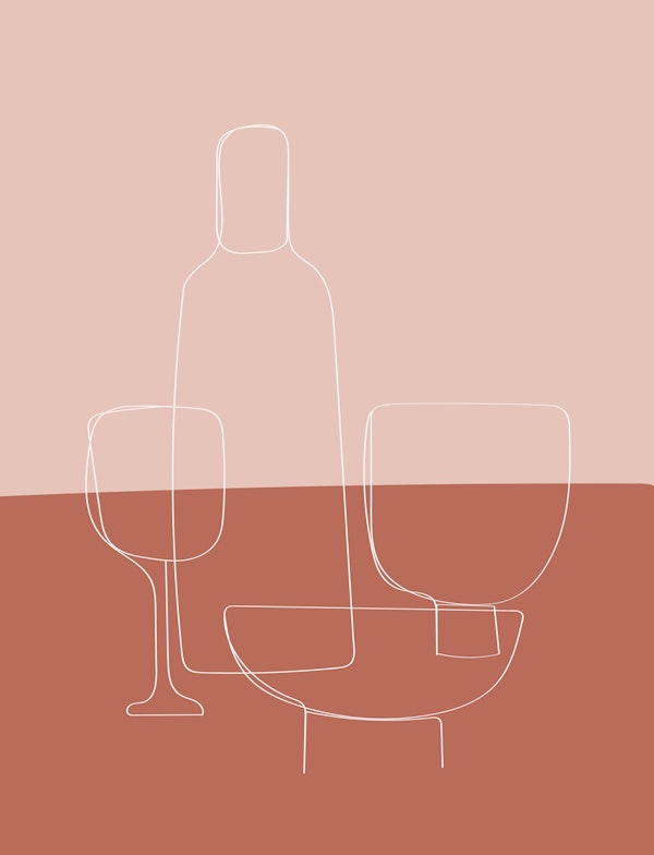 Minimal Wine Bottle Line Art
