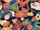 Island Blooms and Fruits on Navy Blue