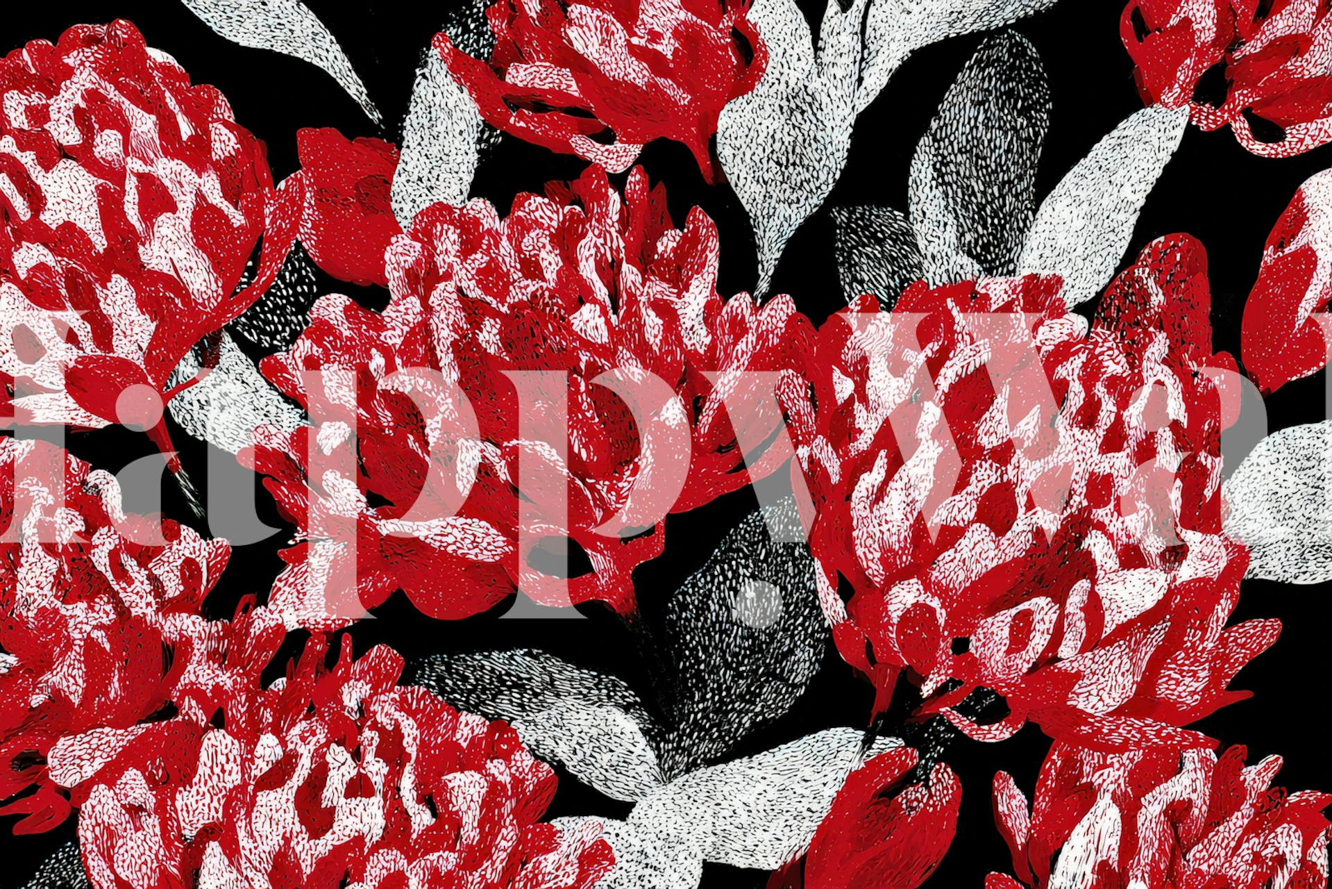 Dristig rød blomstertapet i et rom