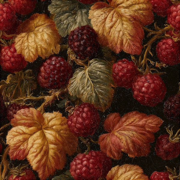 Vintage Raspberry Botanical Art