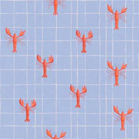 Seafoam Linen grid lobster blue wallpaper