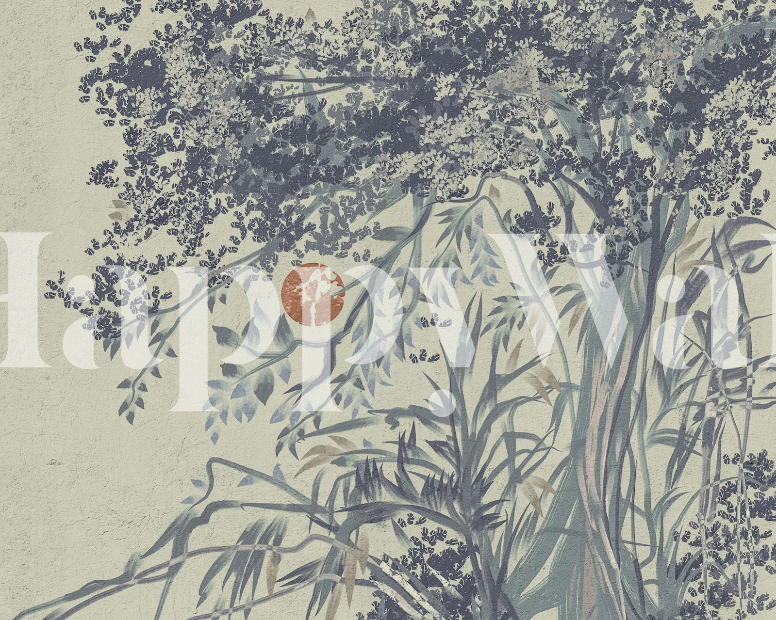 Japanese Ink Trees and Bamboo wallpaper in a room