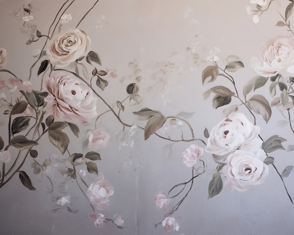 Blush Roses on Soft Gray