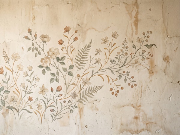 Vintage Botanical Plaster Wall