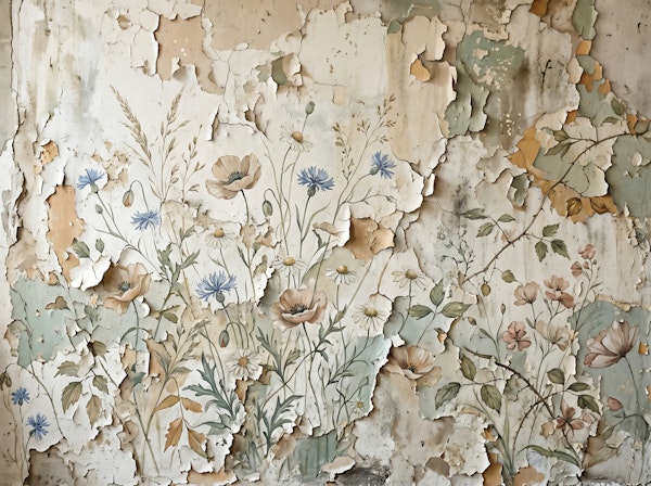 Vintage Peeling Paint Wildflowers
