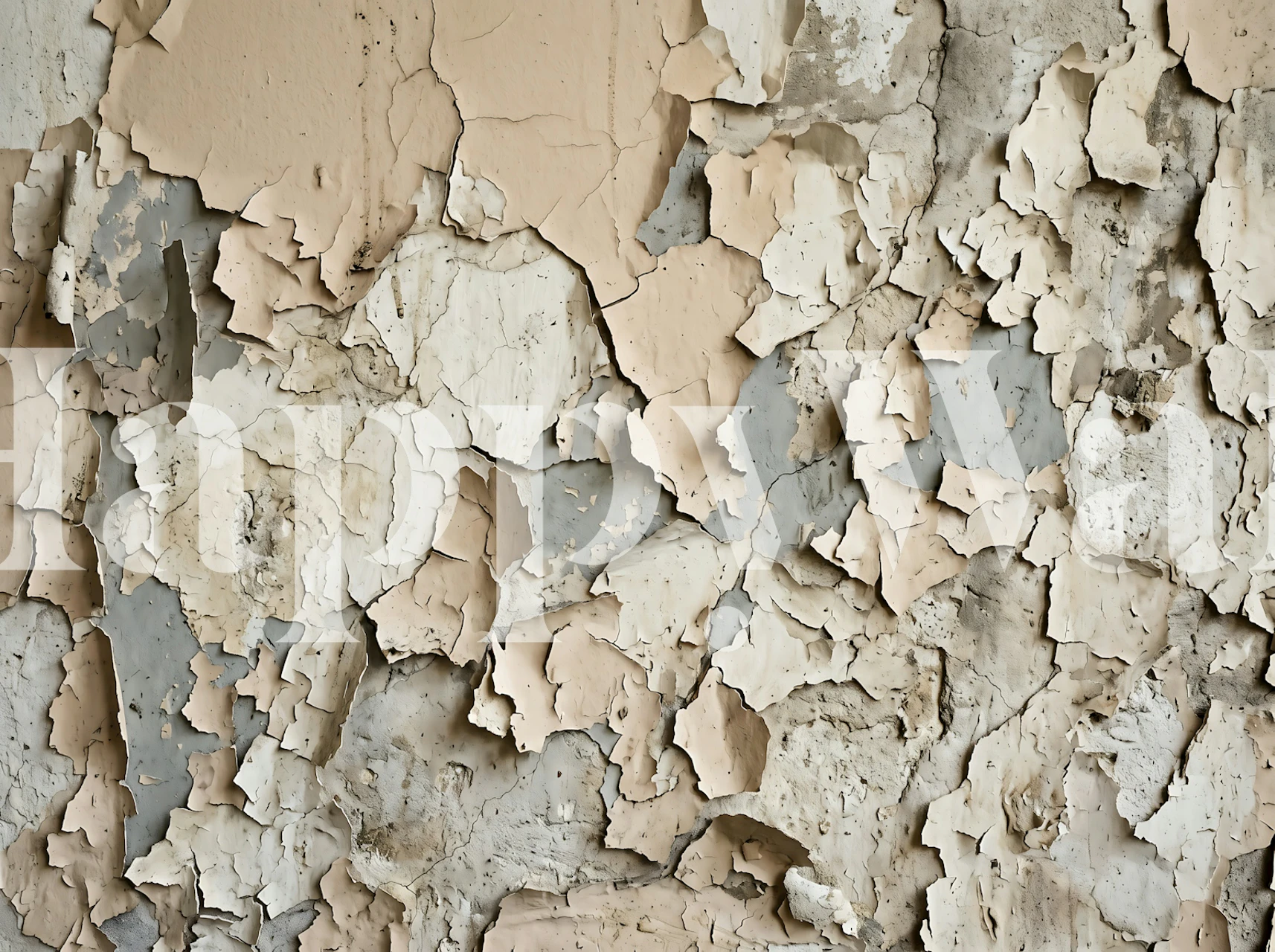 Peeling paint wall texture wallpaper in a room