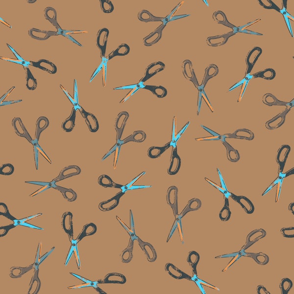 Craft scissors blockprint - brown paper small