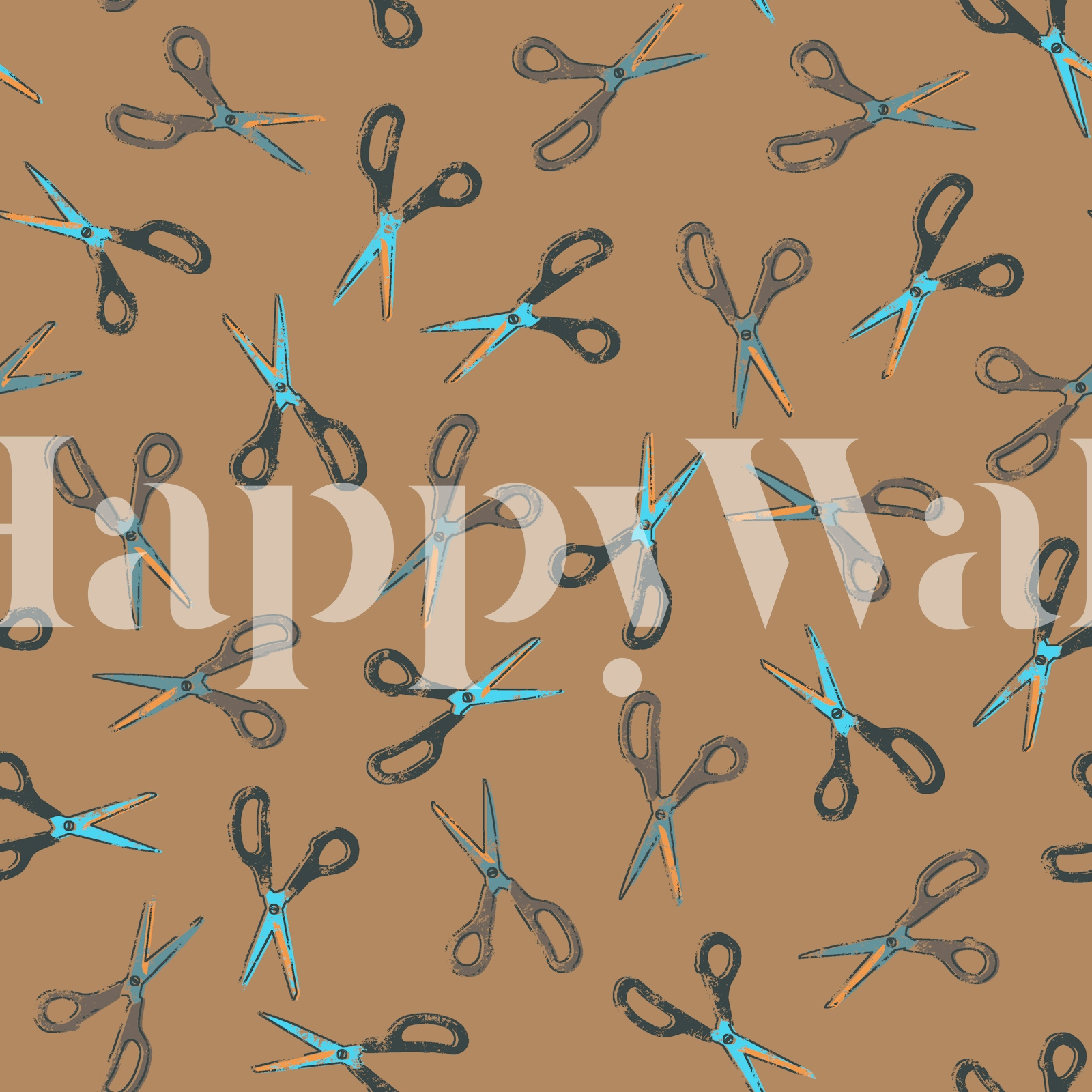 Craft Scissors Blockprint - Wallpaper | happywall.com