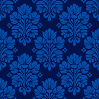 Midnight Blue Damask Ornamental Flowers tapet
