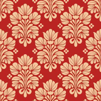 Dark Red Beige Damask Ornamental Flowers tapet