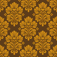 Yellow Brown Damask Ornamental Flowers tapet
