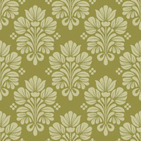 Sage Green Damask Ornamental Flowers tapet
