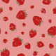 Strawberries blockprint - red and pink - Med