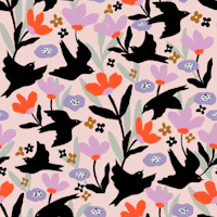 Flying Swallows Floral Pink wallpaper