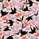 Flying Swallows Floral Pink