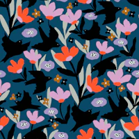 Moody Botanical Birds on Teal tapete